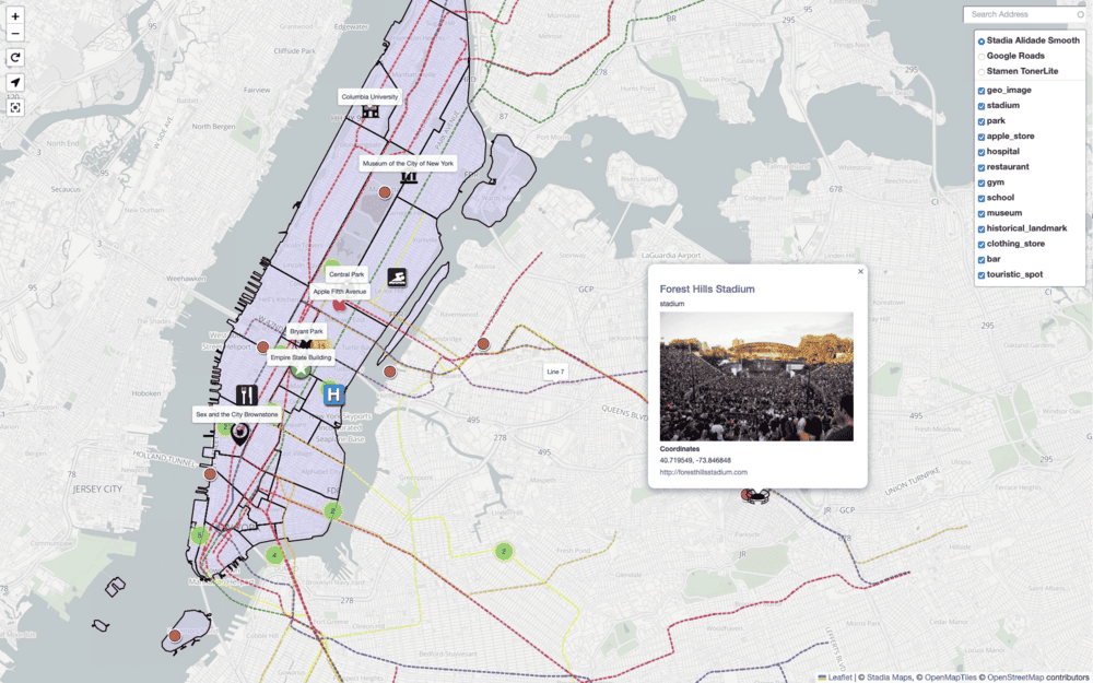 A map created via the Leaflet module
