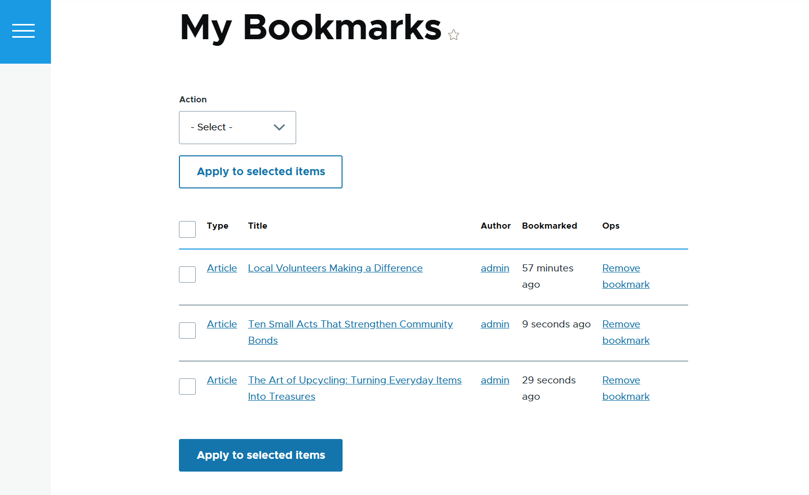 “My Bookmarks” page in Drupal