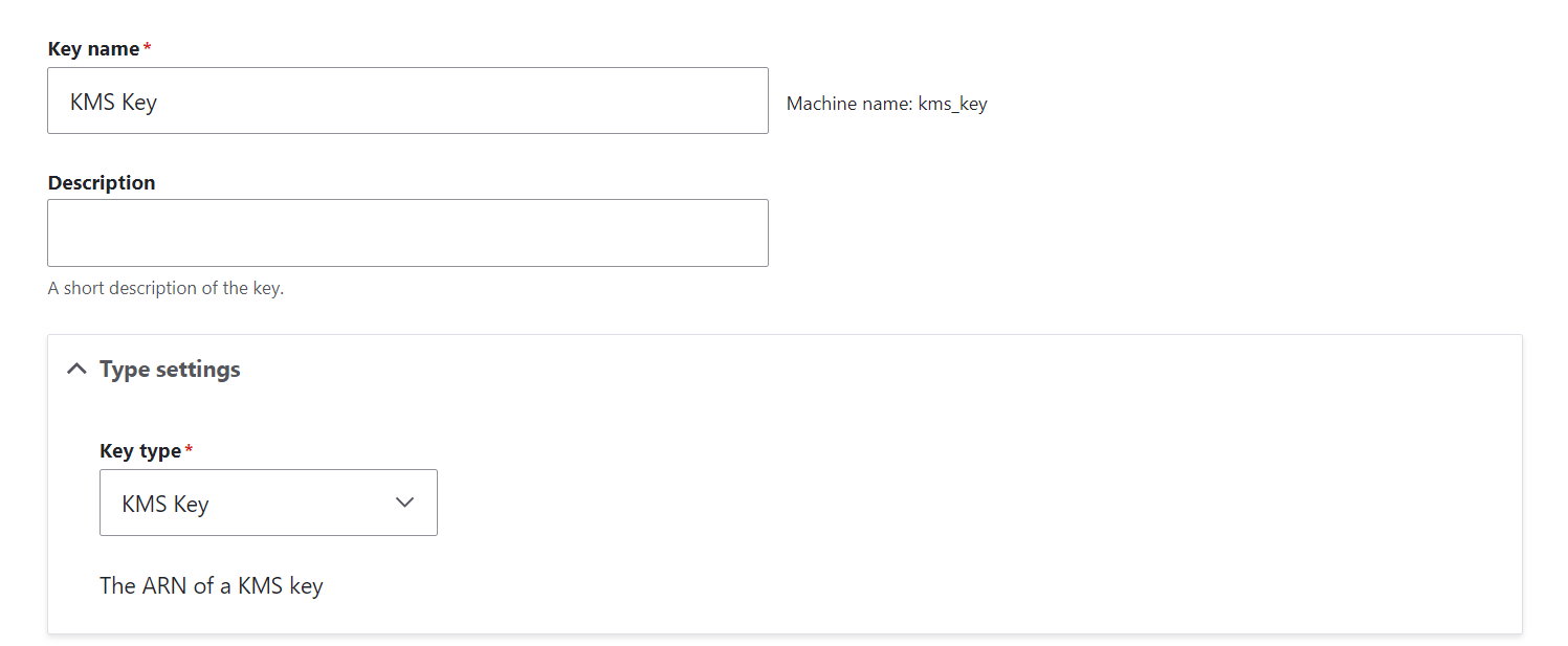 Specifying the name and the type for a new encryption key in Drupal