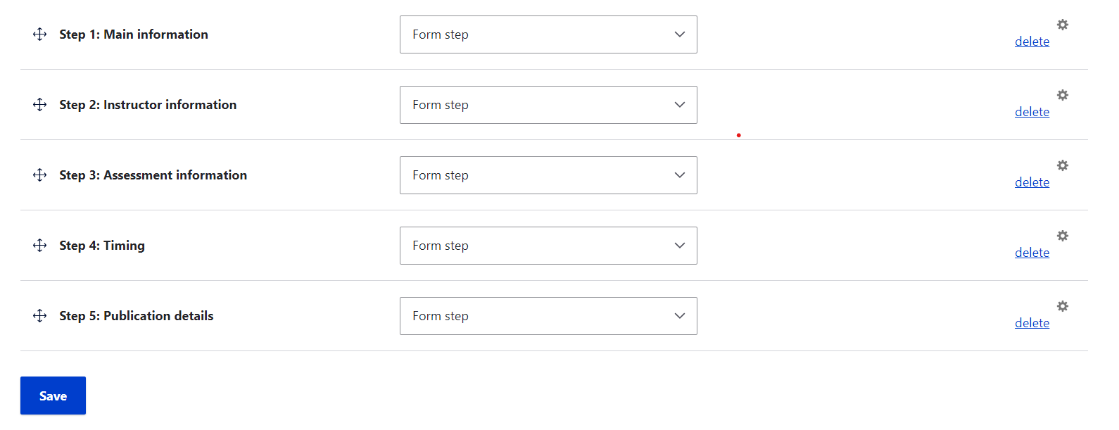 The newly-created steps in a multi-step form