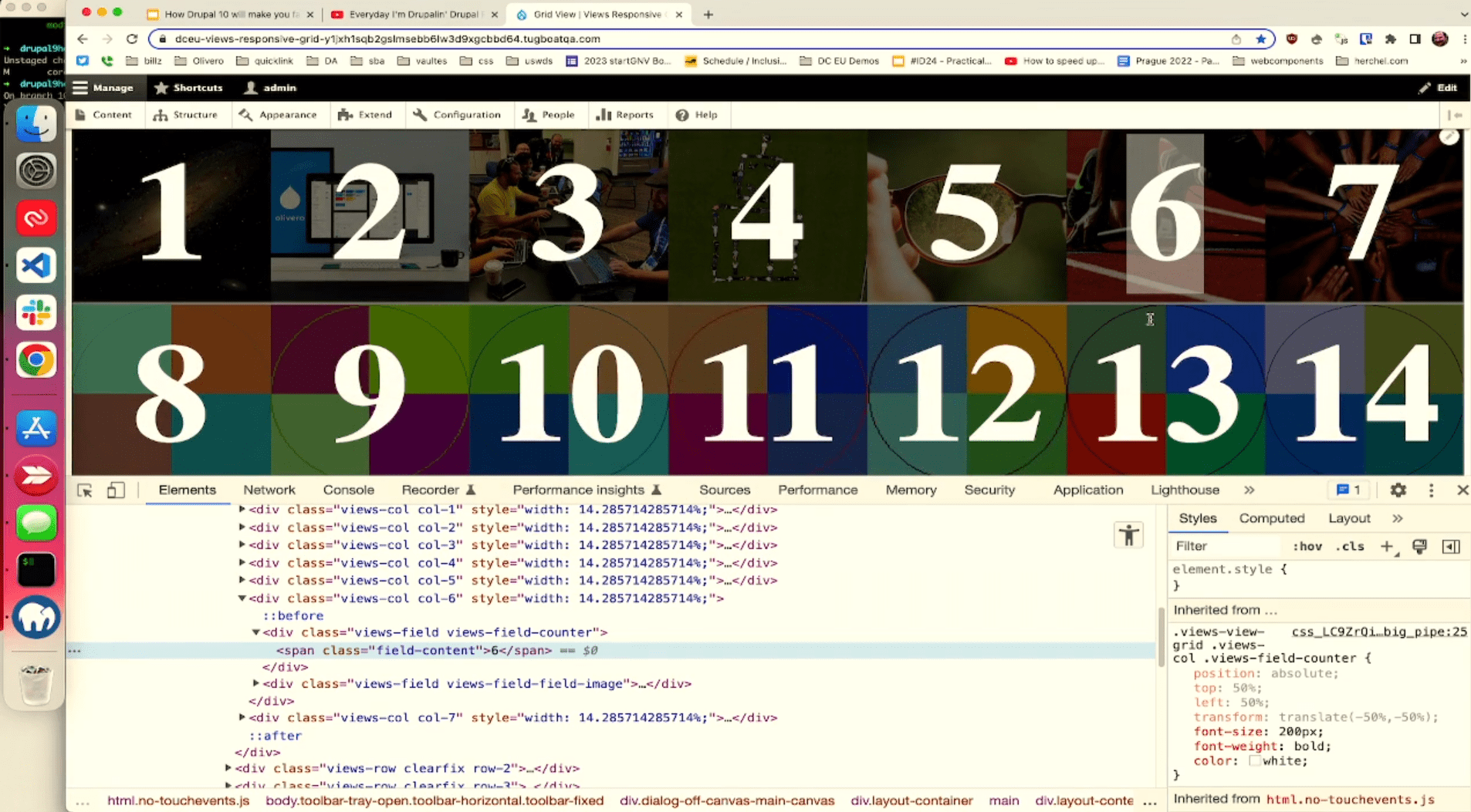 Drupal’s old Grid system at DrupalCon demo.