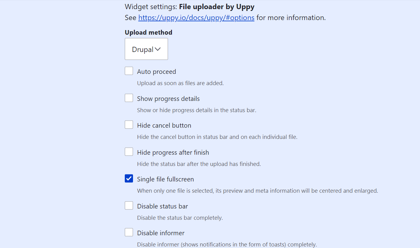 Part 1 of Uppy’s settings in Drupal