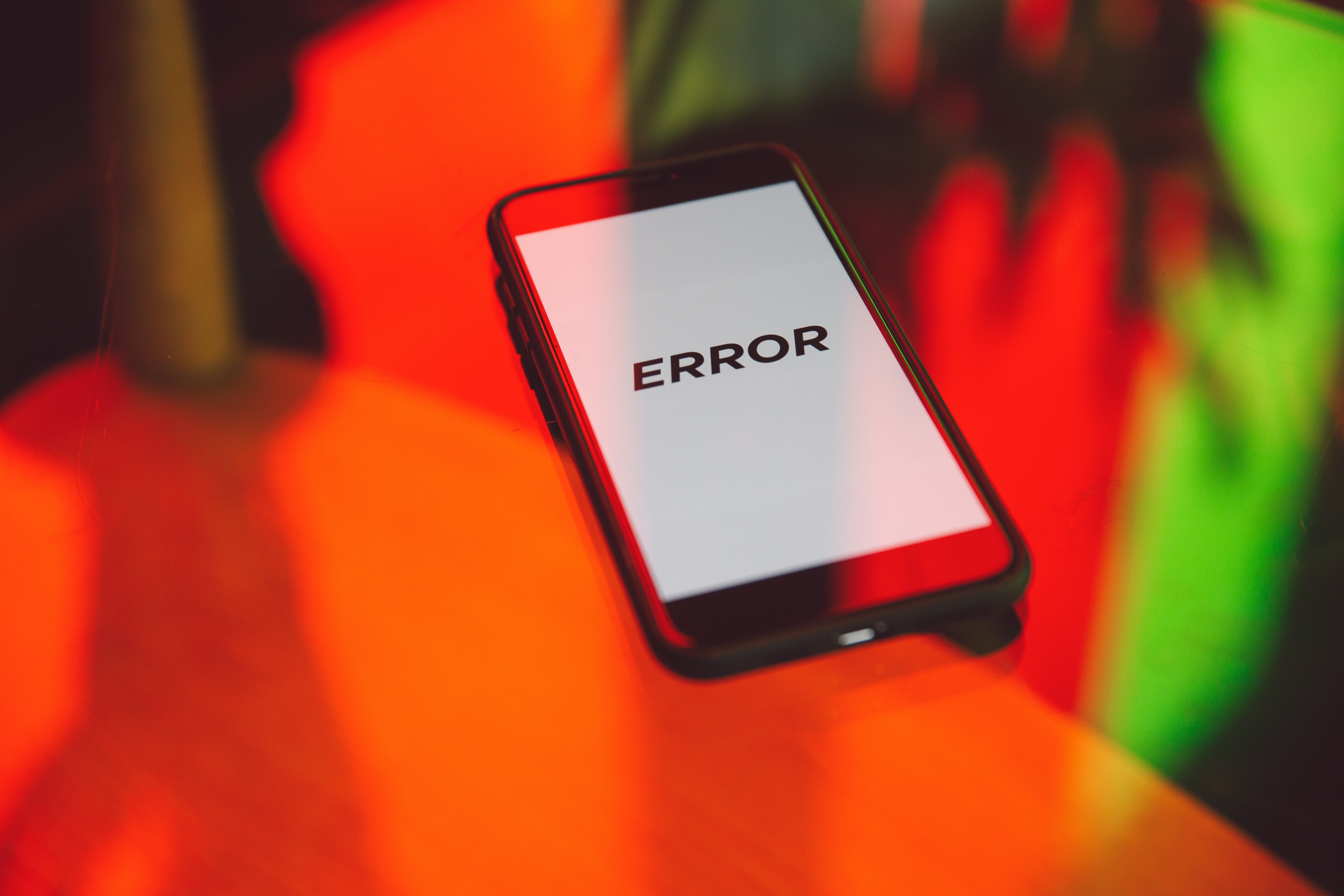 Mobile phone with error message