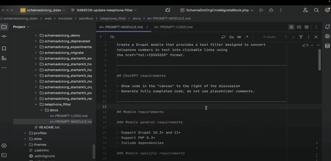 Prompting ChatGPT to create a Drupal module