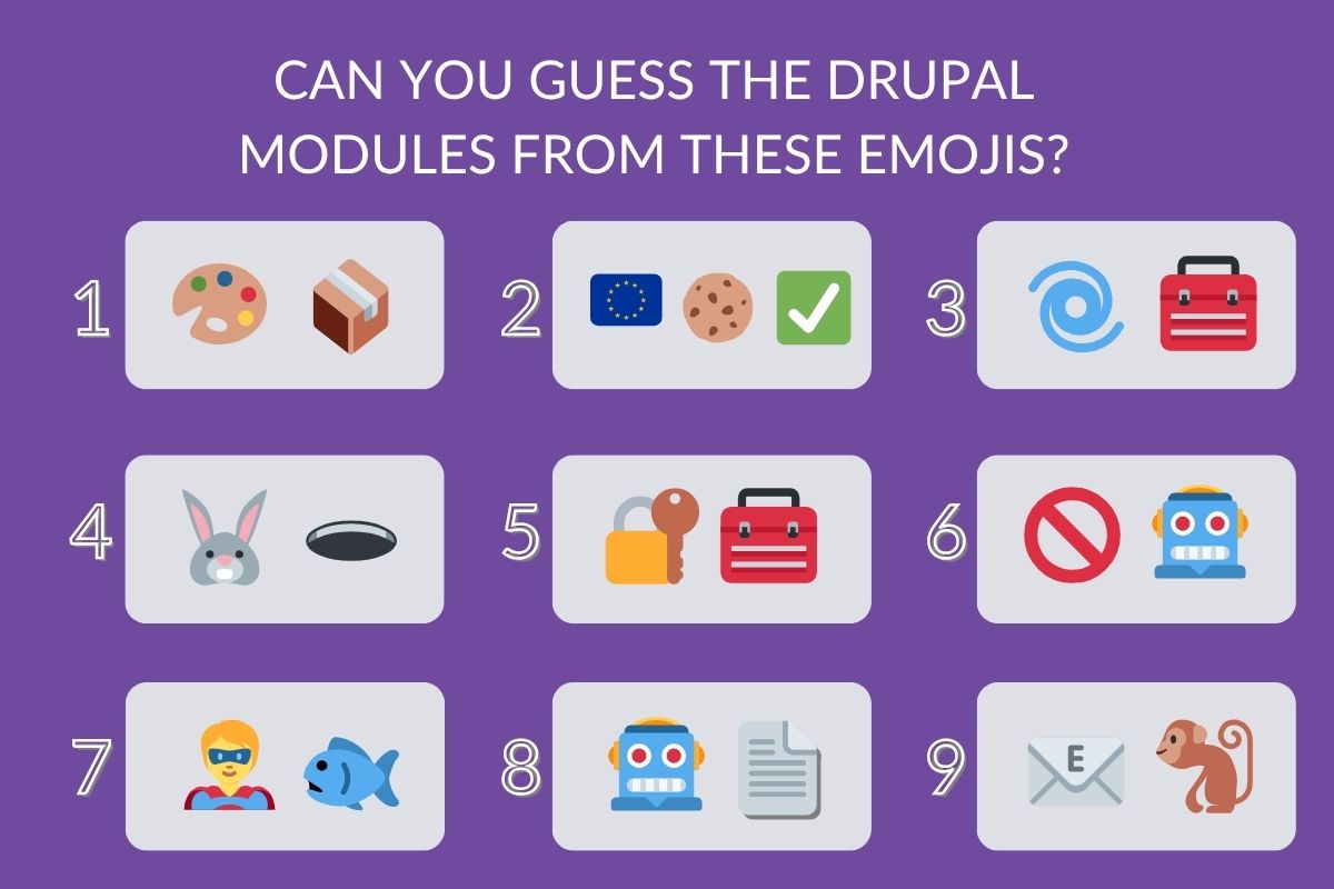 Quiz: these sequences of emojis represent certain Drupal modules