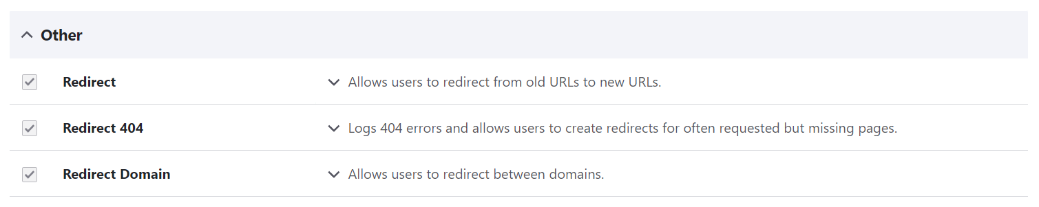 The Redirect module with its submodules