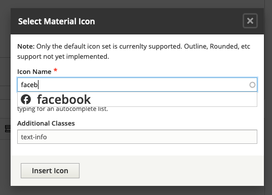 Selecting a material icon.