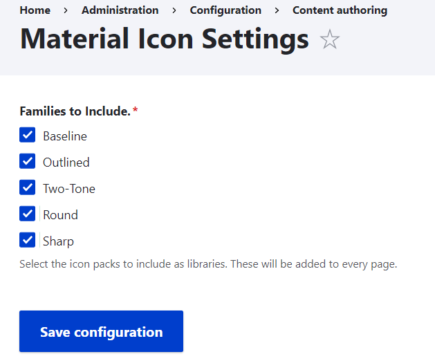 Selecting the icon packs to include.