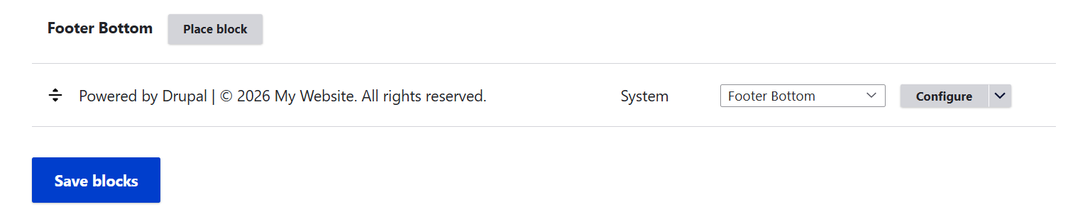 Setting up the copyright notice on a Drupal site