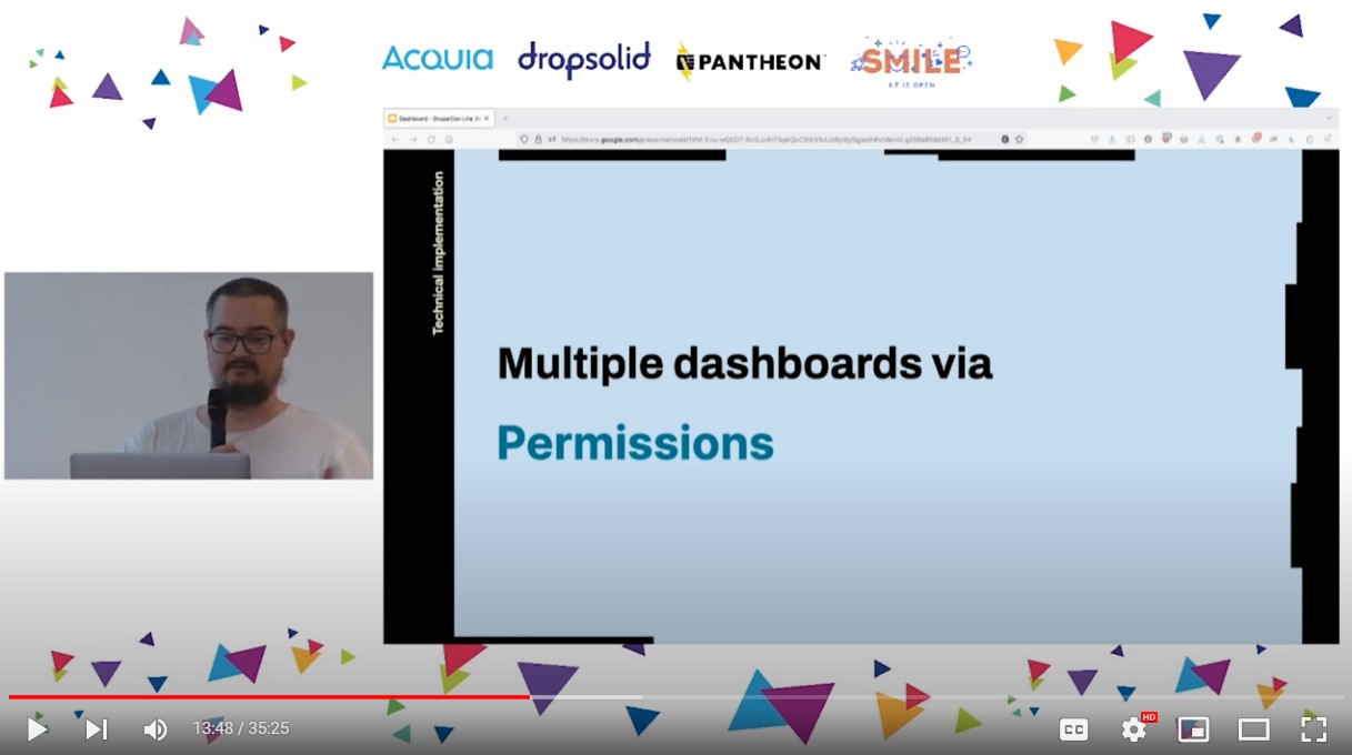 A slide showing that dashboards will be based on permissions.