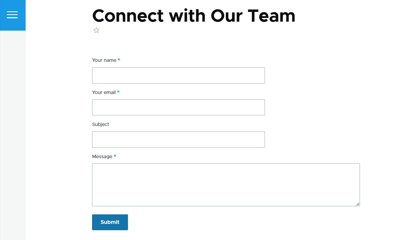 An example of a standard contact form created via Drupal’s Webform
