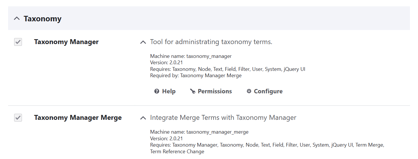 The Taxonomy Manager module and the Taxonomy Manager Merge submodule in Drupal