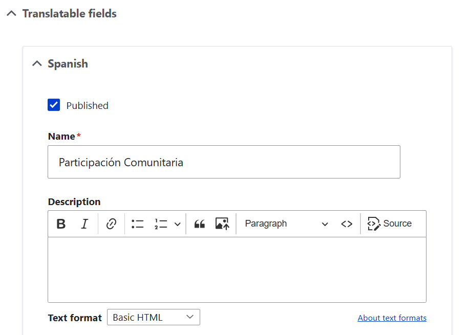 Translating terms via the Taxonomy Manager module in Drupal