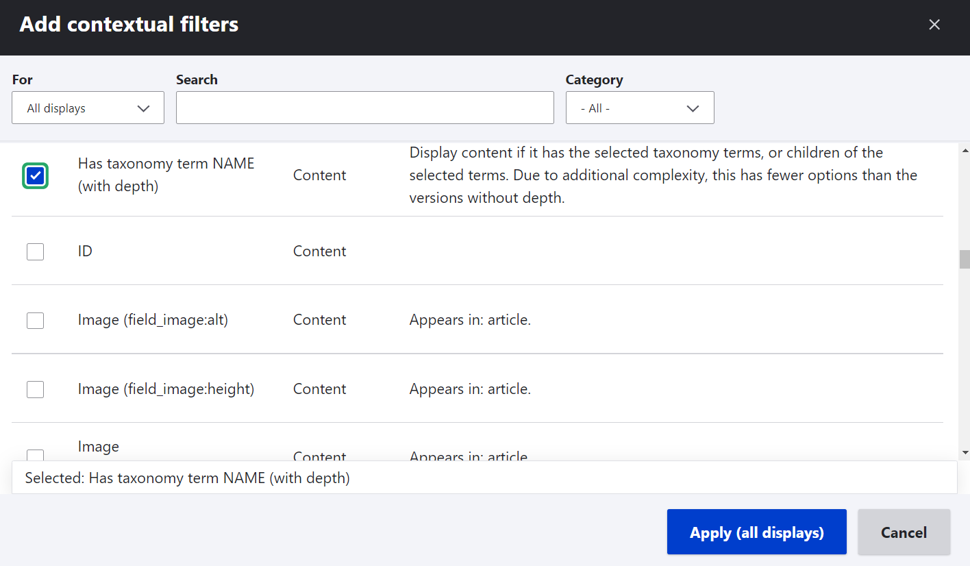 The Views Taxonomy Term Name Depth module in Drupal