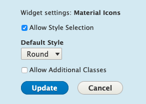 Widget settings for Material Icons