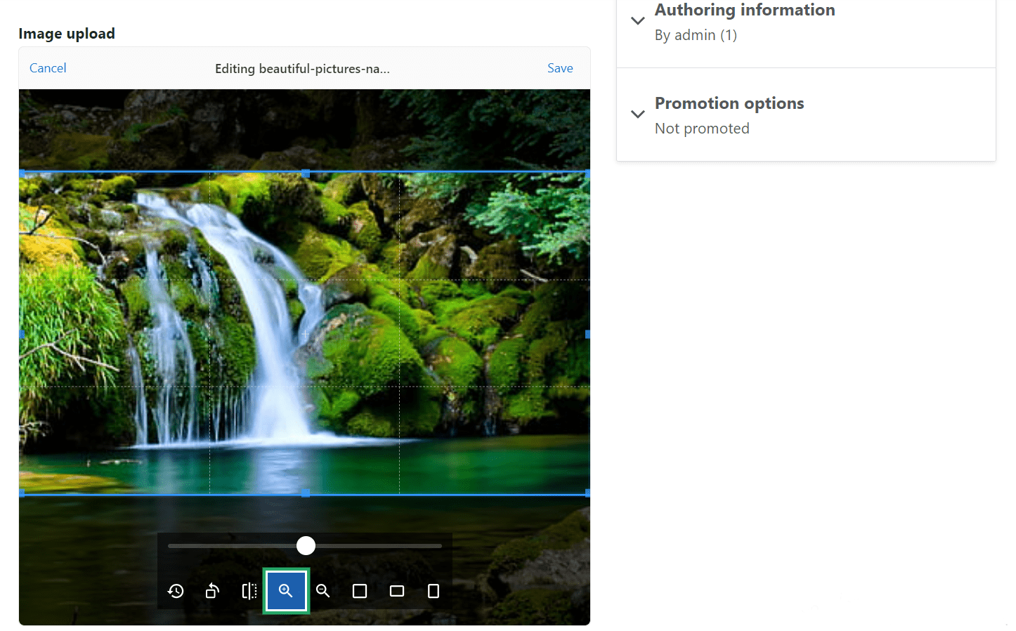Zooming in an image in Uppy’s Image Editor in Drupal