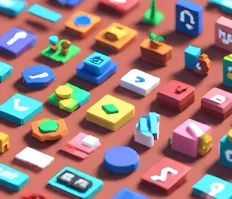 Colourful 3D icons