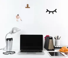 Laptop on desk work space