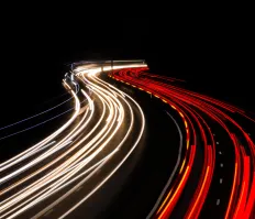 long exposure view of a road at night