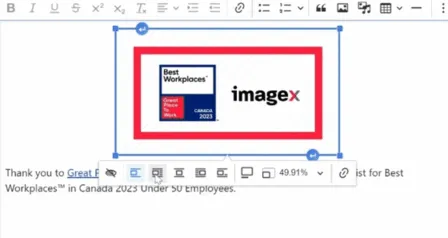 A GIF on adjusting multimedia in CKEditor 5