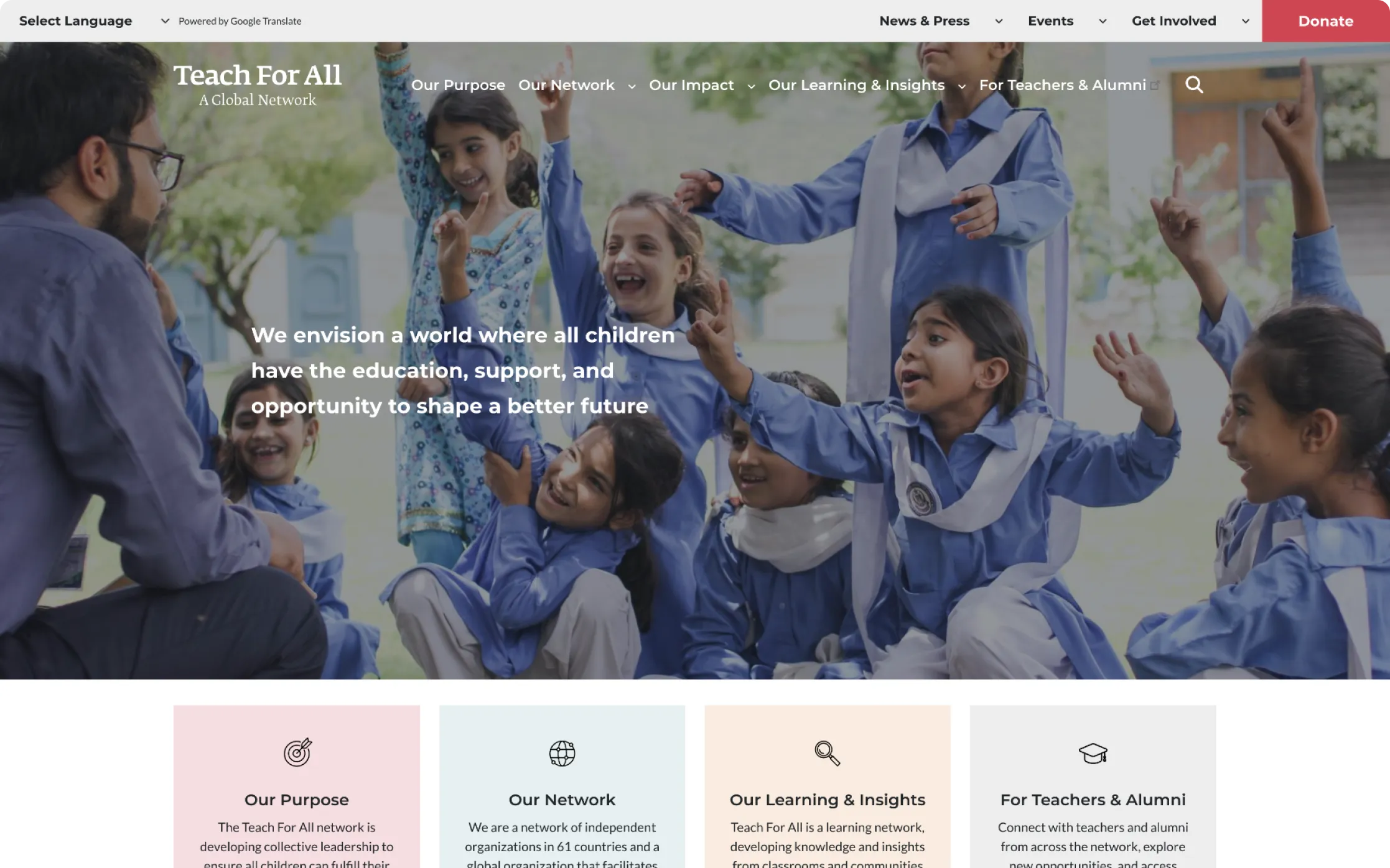 Teach For All desktop screen