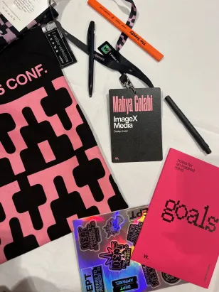 Mahya's badge at the 2023 Digital Thinkers Conference