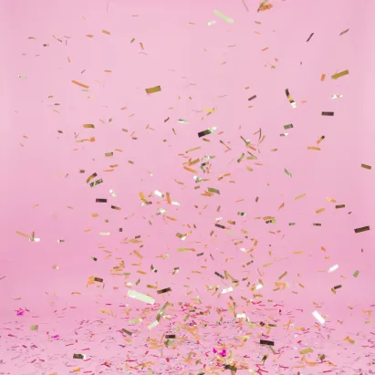 Confetti on pink background