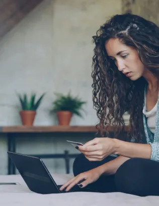 woman paying for online purchase