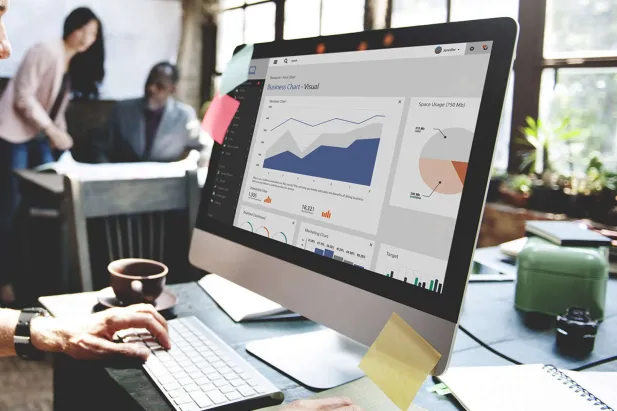 Screen with metrics charts