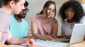 Group of students studying together