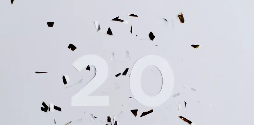 celebrating 20 years with confetti