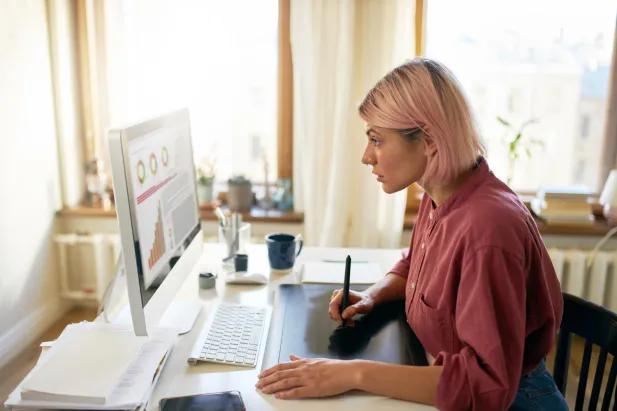 Woman working on computer