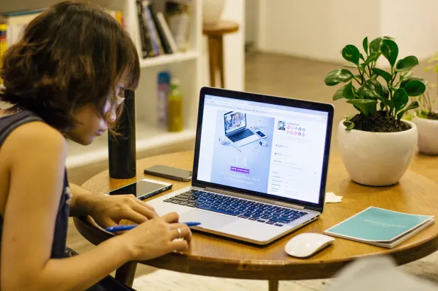 Woman working on computer