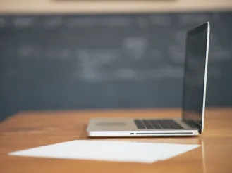 A laptop on the desk