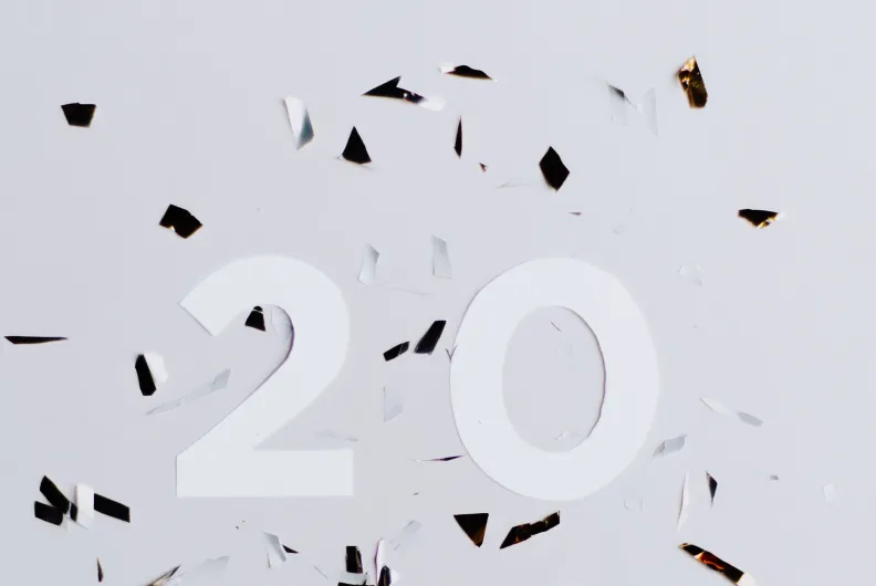 celebrating 20 years with confetti