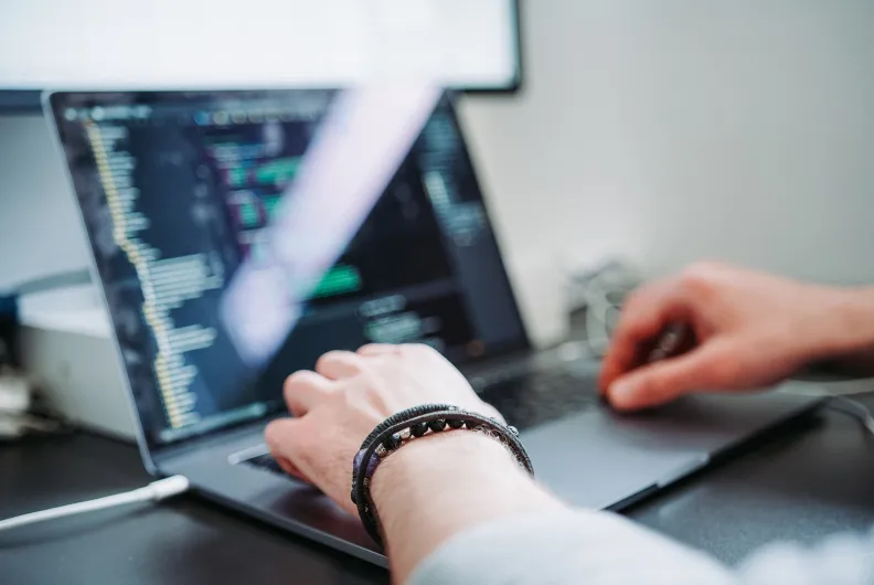 Developer working on laptop