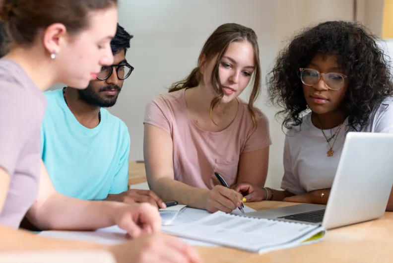 Group of students studying together