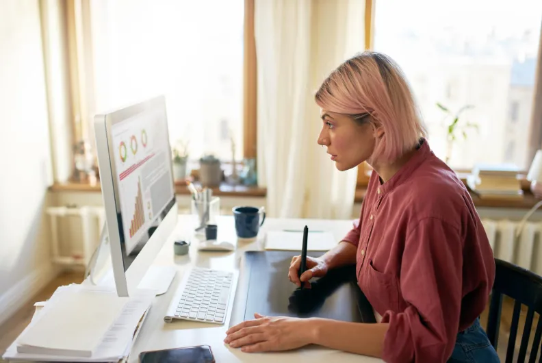 Woman working on computer