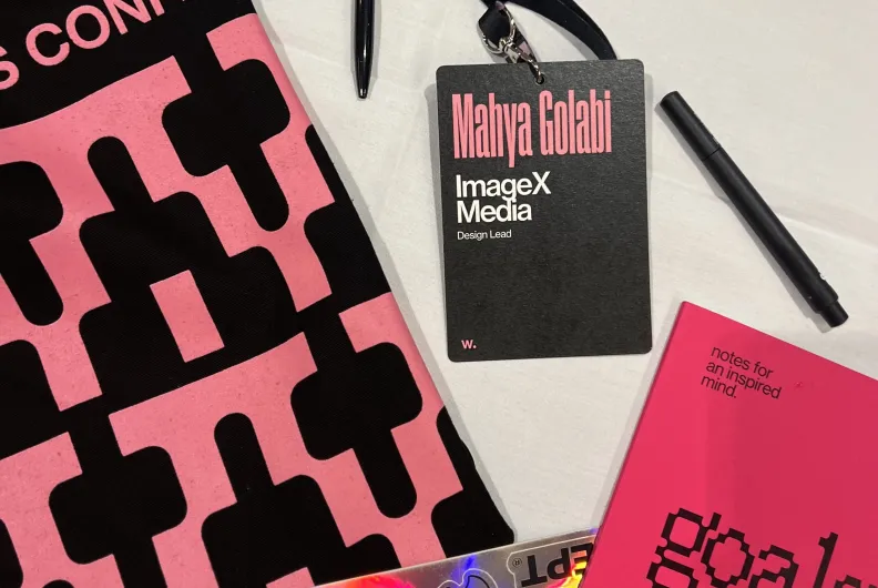 Mahya's badge at the 2023 Digital Thinkers Conference