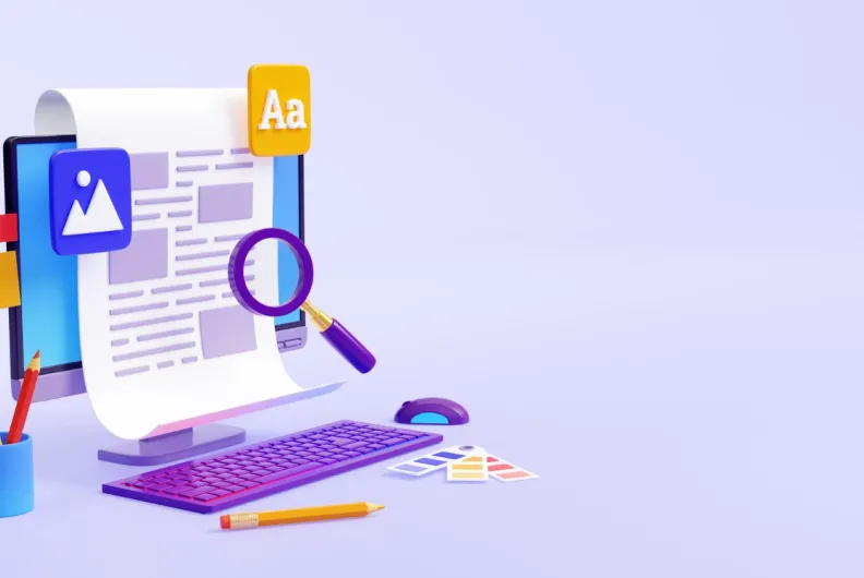 Graphic of content on a computer with icons