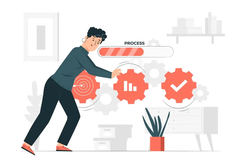 illustration of person holding different icons