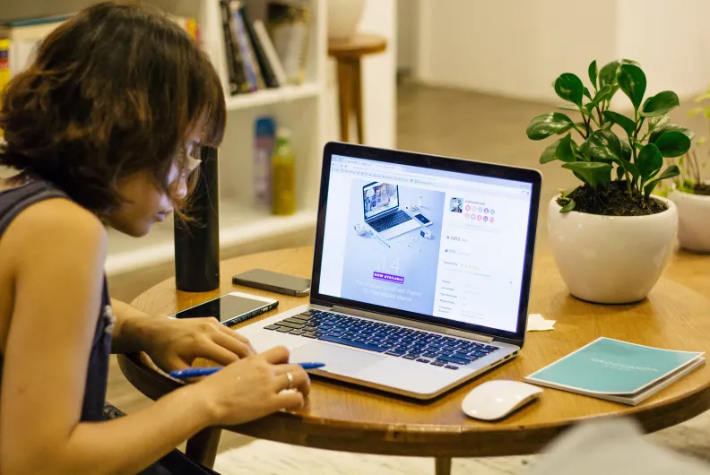 Woman working on computer