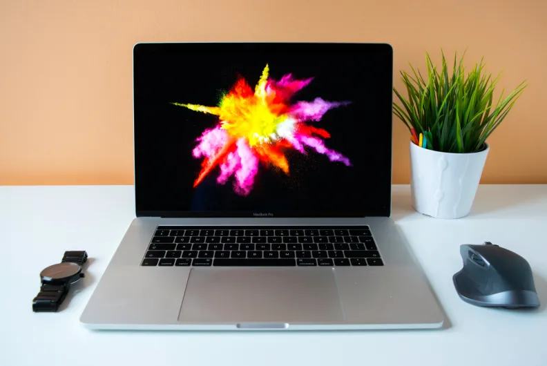A laptop on the table