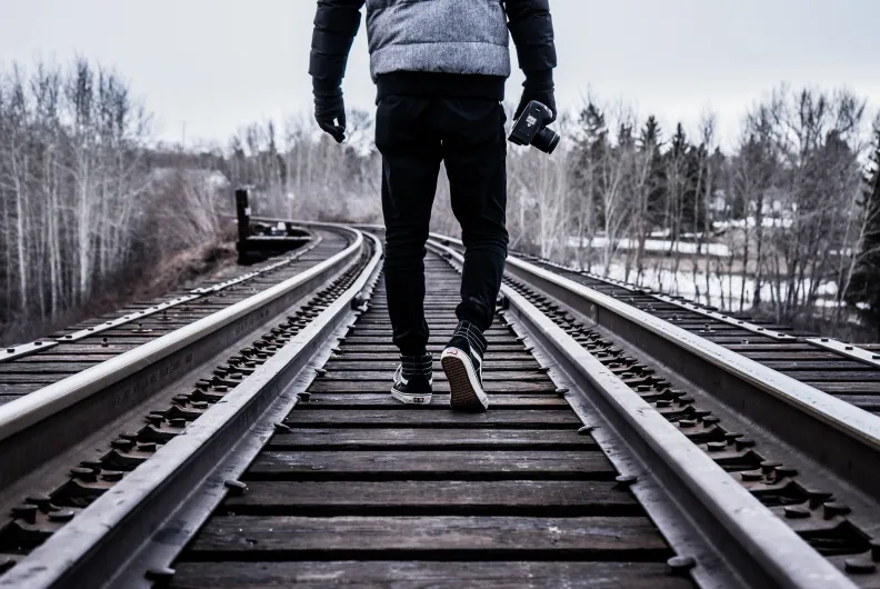 walking in a railway